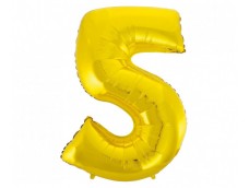 Folijas balons 96cm XXL - cipars 5, zelta