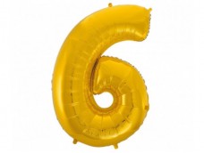 Folijas balons 96cm XXL - cipars 6, zelta