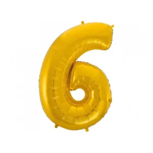 Folijas balons 92cm XXL - cipars 6, zelta Folijas balons 92cm XXL - cipars 6, zelta