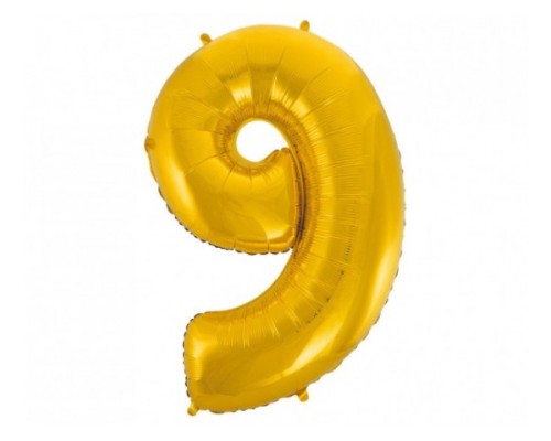 Folijas balons 96cm XXL - cipars 9, zelta