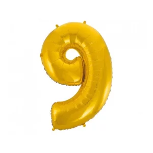 Folijas balons 92cm XXL - cipars 9, zelta Folijas balons 92cm XXL - cipars 9, zelta