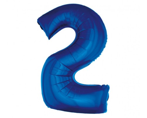 Folijas balons 96cm XXL - cipars 2, zils