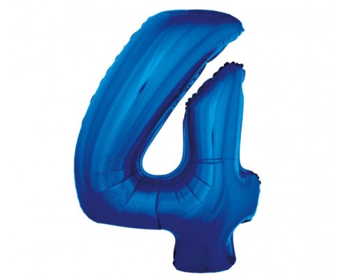 Folijas balons 96cm XXL - cipars 4, zils
