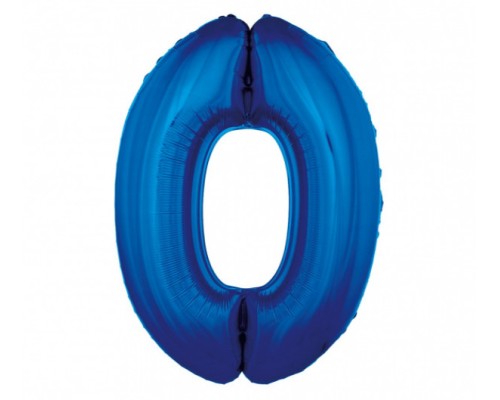 Folijas balons 96cm XXL - cipars 0, zils