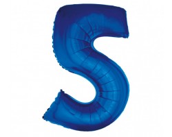 Folijas balons 96cm XXL - cipars 5, zils