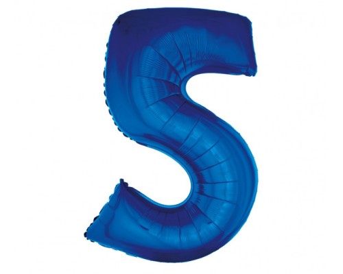 Folijas balons 96cm XXL - cipars 5, zils
