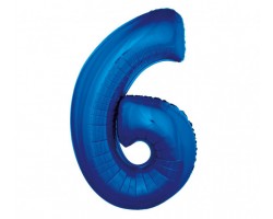 Folijas balons 96cm XXL - cipars 6, zils