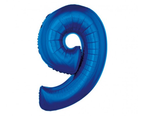 Folijas balons 96cm XXL - cipars 9, zils
