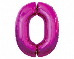Folijas balons 96cm XXL - cipars 0, rozā, fuksiju