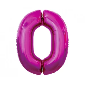 Folijas balons 92cm XXL - cipars 0, rozā, fuksiju Folijas balons 92cm XXL - cipars 0, rozā, fuksiju