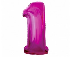 Folijas balons 96cm XXL - cipars 1, rozā