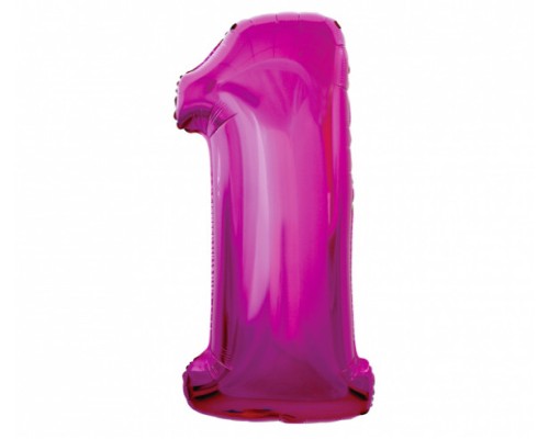 Folijas balons 96cm XXL - cipars 1, rozā