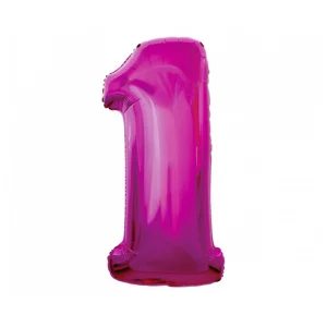 Folijas balons 92cm XXL - cipars 1, rozā