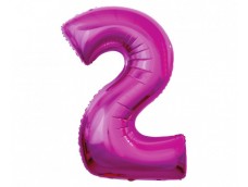 Folijas balons 96cm XXL - cipars 2, rozā