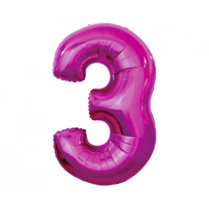 Folijas balons 92cm XXL - cipars 3, rozā Folijas balons 92cm XXL - cipars 3, rozā