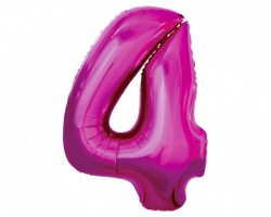 Folijas balons 96cm XXL - cipars 4, rozā
