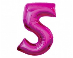 Folijas balons 96cm XXL - cipars 5, rozā