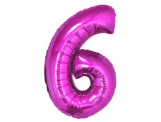Folijas balons 96cm XXL - cipars 6, rozā