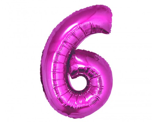 Folijas balons 96cm XXL - cipars 6, rozā