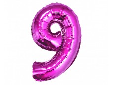 Folijas balons 96cm XXL - cipars 9, rozā
