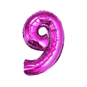 Folijas balons 92cm XXL - cipars 9, rozā Folijas balons 92cm XXL - cipars 9, rozā