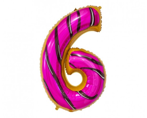 Folijas balons 78cm L - cipars 6, kūciņa