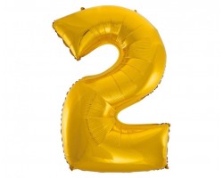 Folijas balons 96cm XXL - cipars 2, zelta