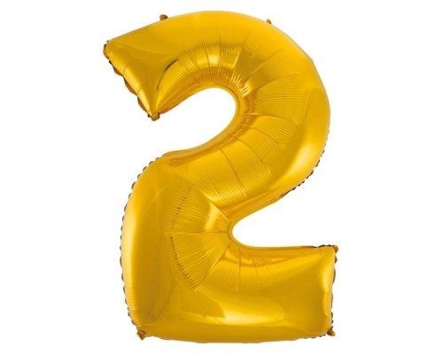 Folijas balons 96cm XXL - cipars 2, zelta