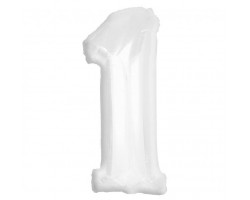 Folijas balons 92cm XXL - cipars 1, balts
