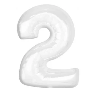 Folijas balons 92cm XXL - cipars 2, balts Folijas balons 92cm XXL - cipars 2, balts