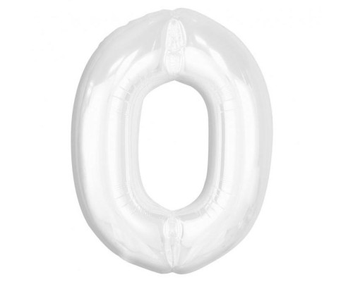 Folijas balons 92cm XXL - cipars 0, balts