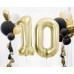 Folijas balons 85cm XL - cipars 0, zelta, gaiša/šampanieša