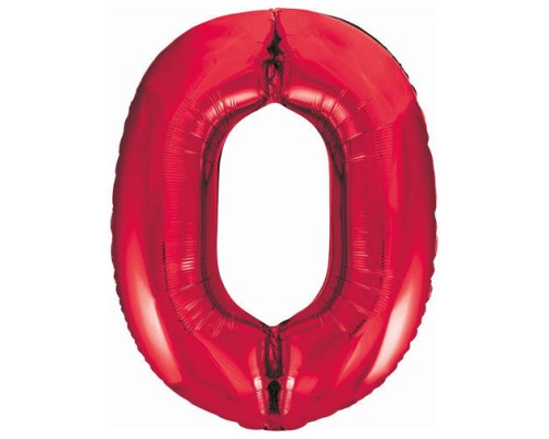 Folijas balons 86cm XL - cipars 0, sarkans, aveņu