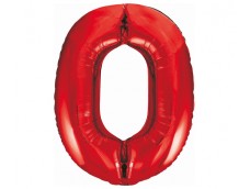 Folijas balons 86cm XL - cipars 0, sarkans