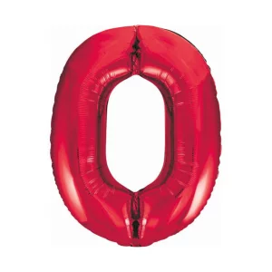 Folijas balons 86cm XL - cipars 0, sarkans, aveņu Folijas balons 86cm XL - cipars 0, sarkans, aveņu