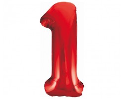 Folijas balons 86cm XL - cipars 1, sarkans