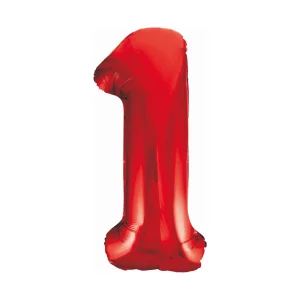 Folijas balons 86cm XL - cipars 1, sarkans
