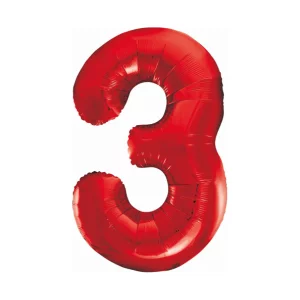 Folijas balons 86cm XL - cipars 3, sarkans Folijas balons 86cm XL - cipars 3, sarkans