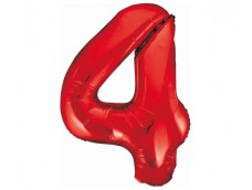 Folijas balons 86cm XL - cipars 4, sarkans