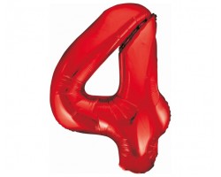 Folijas balons 86cm XL - cipars 4, sarkans