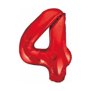 Folijas balons 86cm XL - cipars 4, sarkans Folijas balons 86cm XL - cipars 4, sarkans