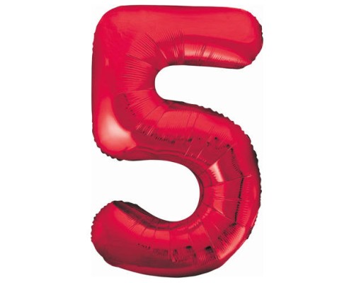 Folijas balons 86cm XL - cipars 5, sarkans, aveņu