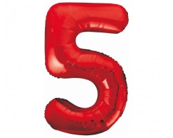 Folijas balons 86cm XL - cipars 5, sarkans