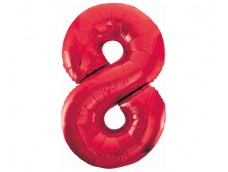 Folijas balons 86cm XL - cipars 8, sarkans, aveņu