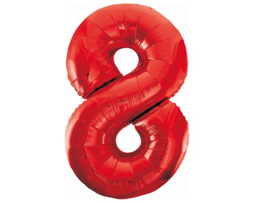 Folijas balons 86cm XL - cipars 8, sarkans