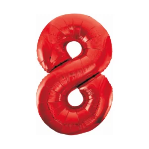 Folijas balons 86cm XL - cipars 8, sarkans