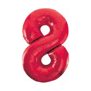 Folijas balons 86cm XL - cipars 8, sarkans, aveņu