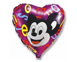Folijas balons   Mikipele ar burtiem, 46cm, sirds