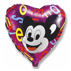 Folijas balons   Mikipele ar burtiem, 46cm, sirds