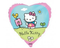 Folijas balons  Kaķis Hello Kitty in the garden, 46cm, sirds